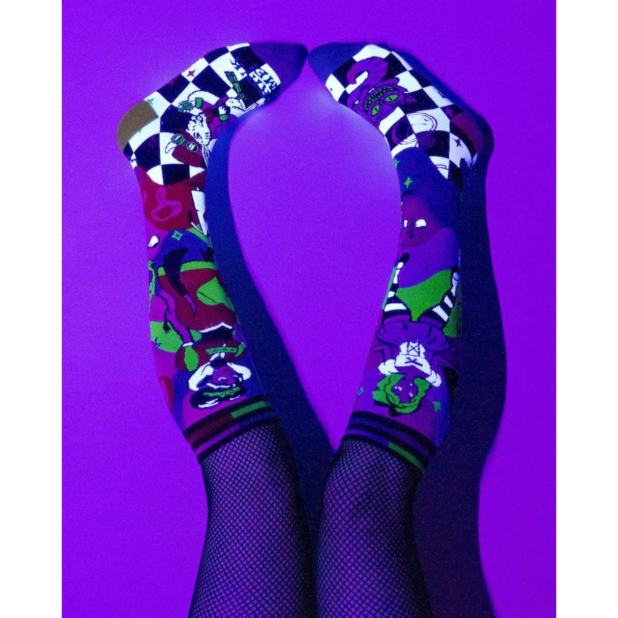 Down The Rabbit Hole Alice in Wonderland Themed Wild Knee High Socks