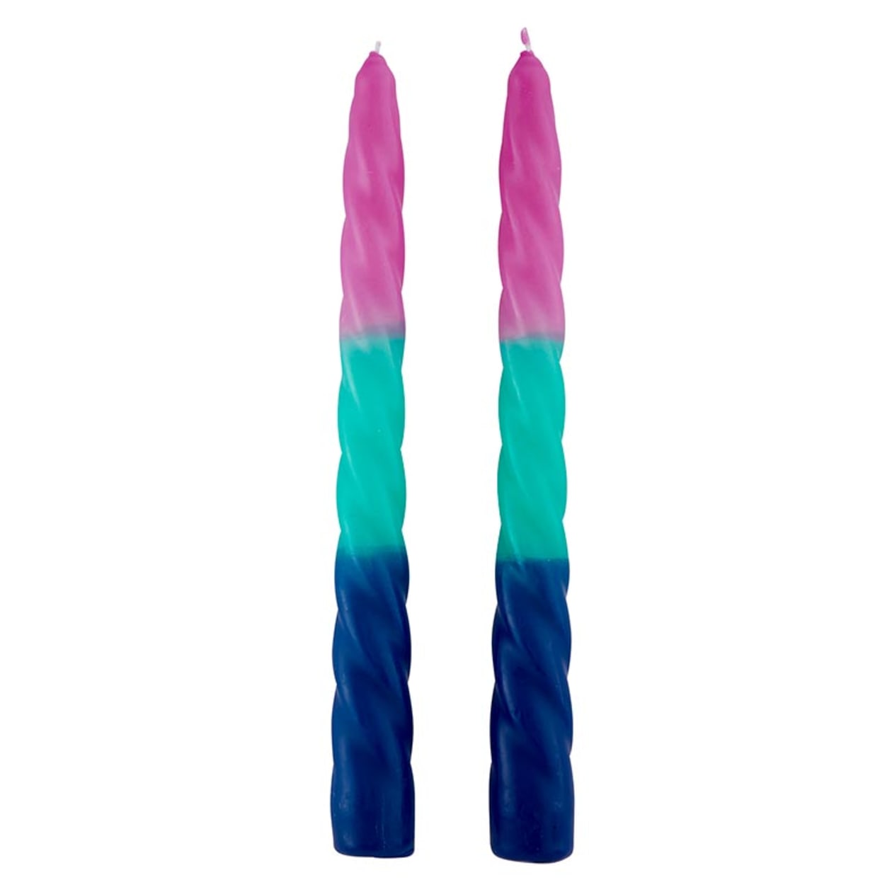 Set of 2 Pastel Taper Candle in Pink Green Blue | Aesthetic Tri-Colored Unscented Dinner Candlesticks | Gift for Her