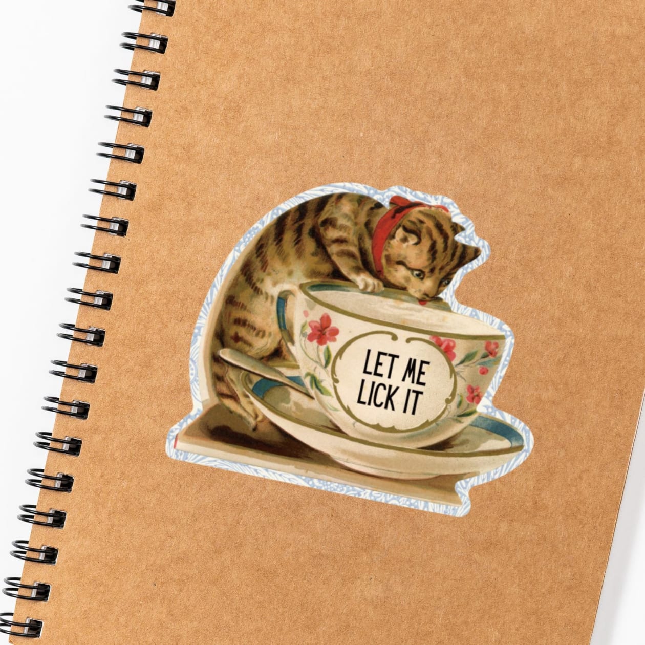 Let Me Lick It Vintage Cat Sticker | Vinyl Die Cut Decal