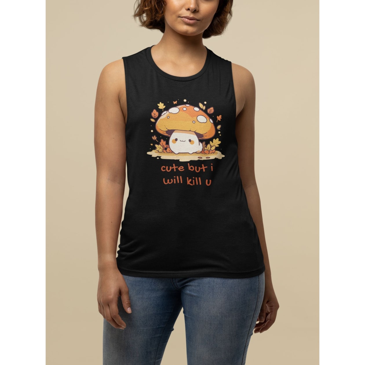 Cute But I Will Kill U Mushroom Women's Flowy Scoop Muscle Tank