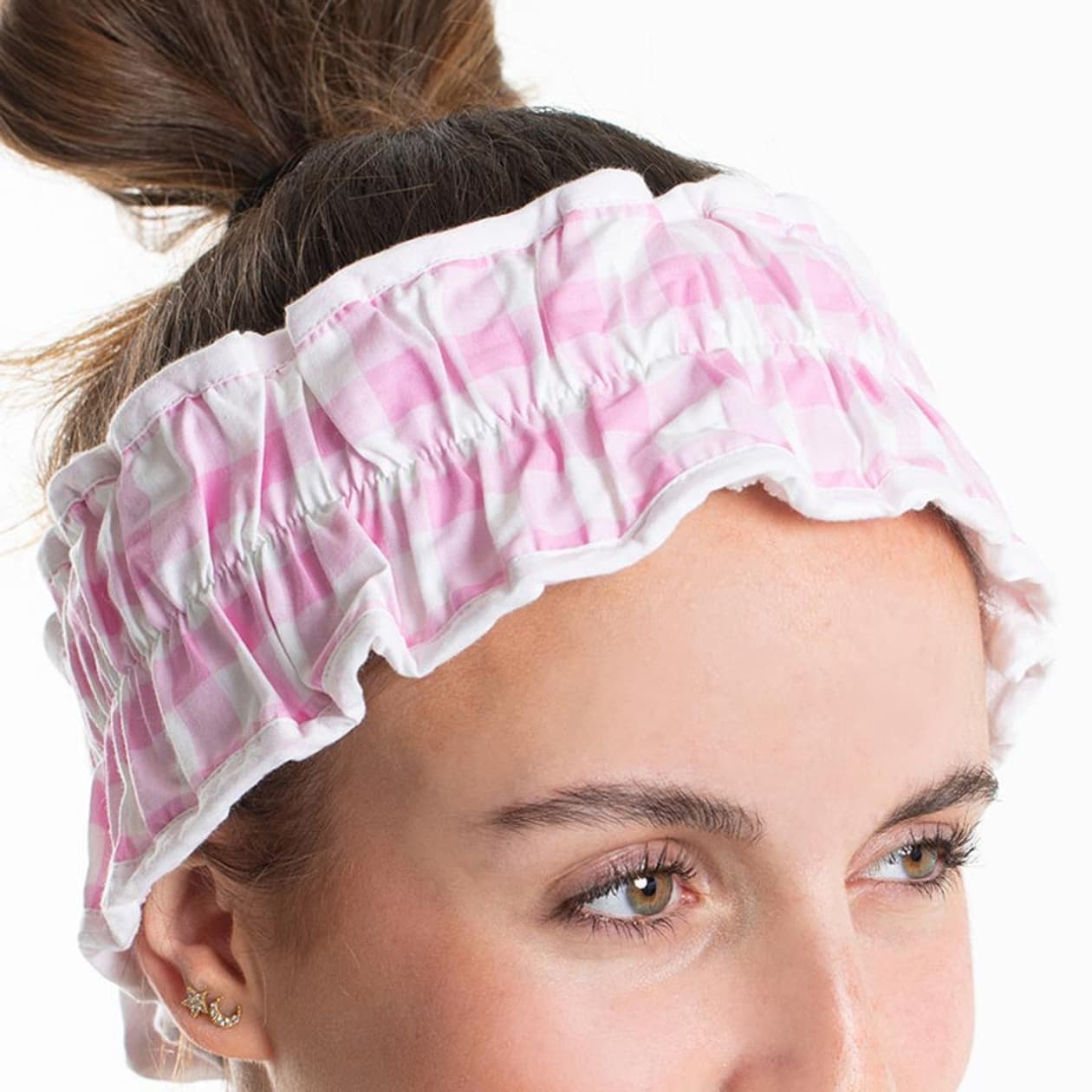 Pink Gingham Spa Head Band | Hair Band for Skincare Facial After Shower