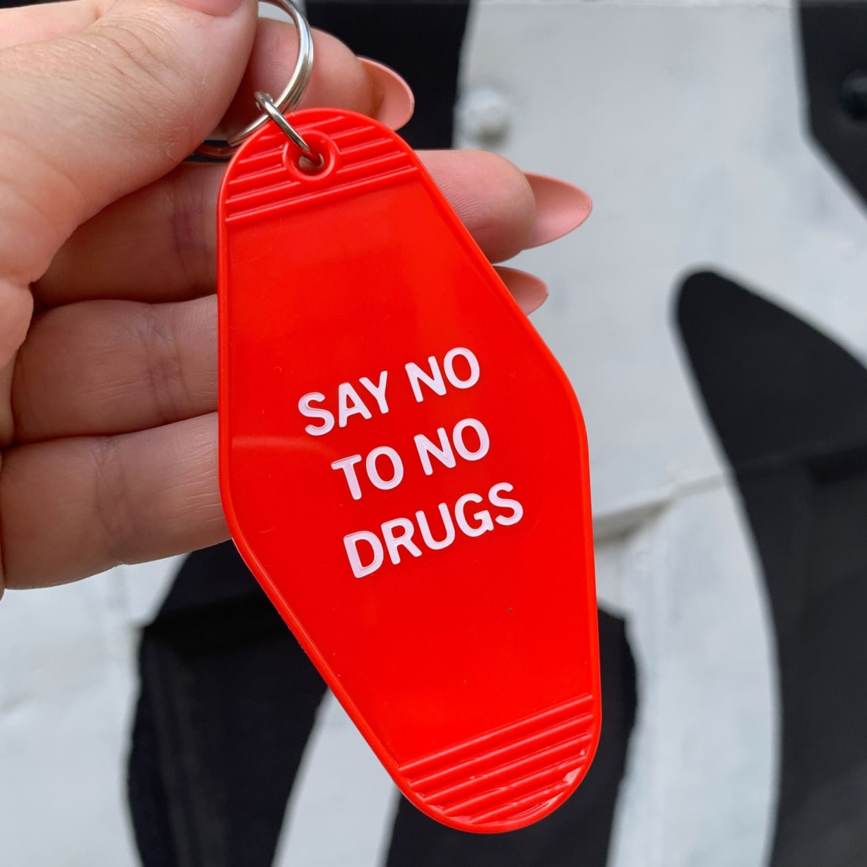 Say No To No Drugs Motel Style Keychain in Red