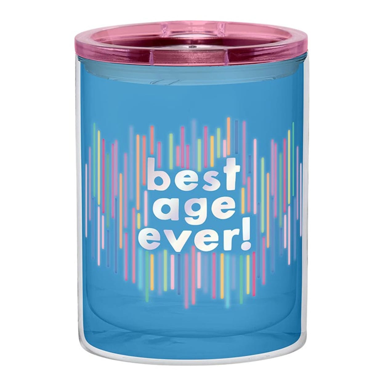 Best Age Ever Birthday Double-Wall Short Tumbler in Blue  | Insulated Acrylic Travel Tumbler with Lid