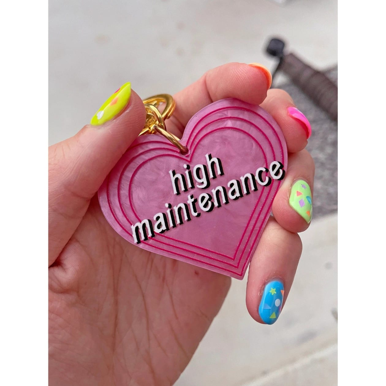 High Maintenance Heart Keychain in Pink