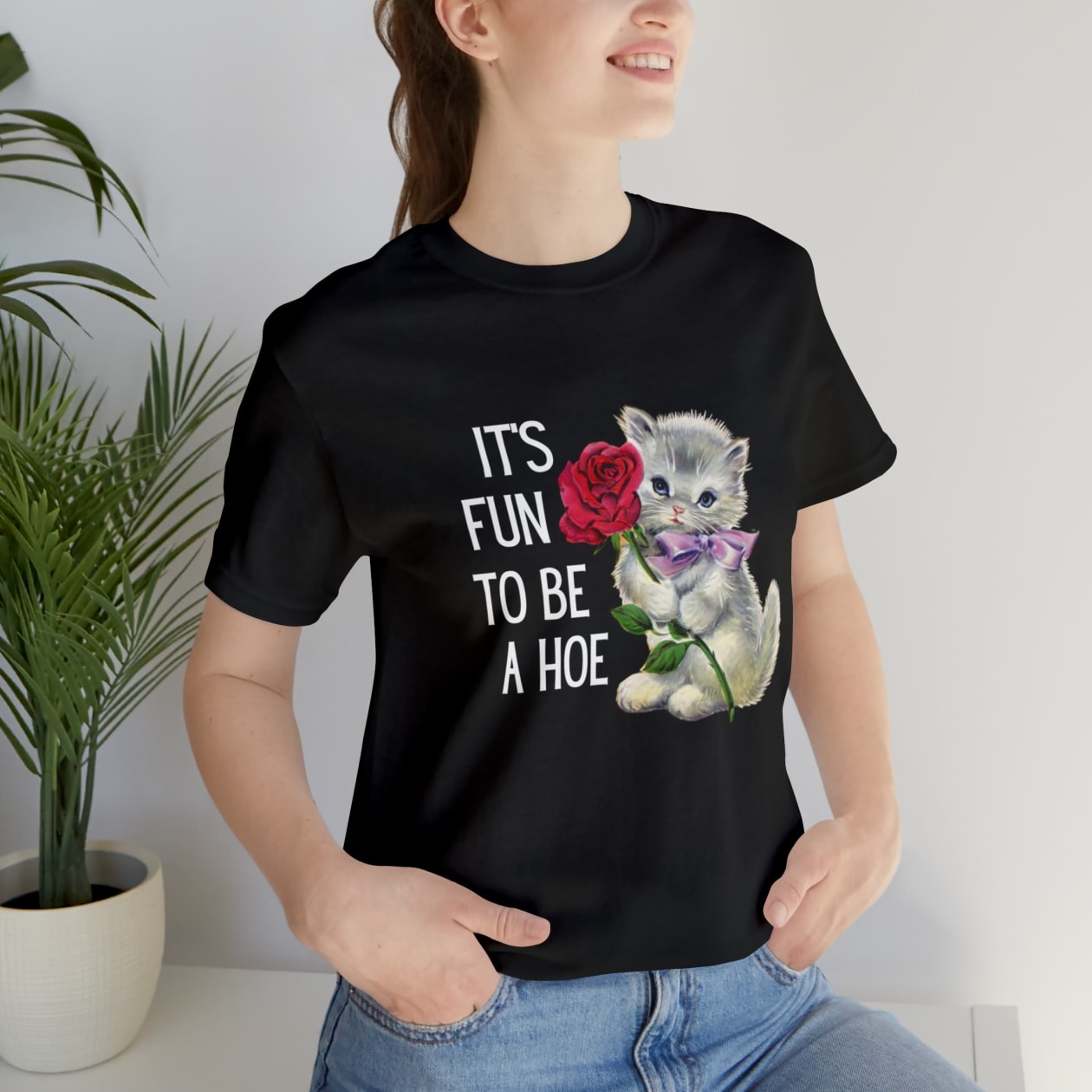 It's Fun to be a Hoe Jersey Short Sleeve Tee [Multiple Color Options] with Kitten Motif