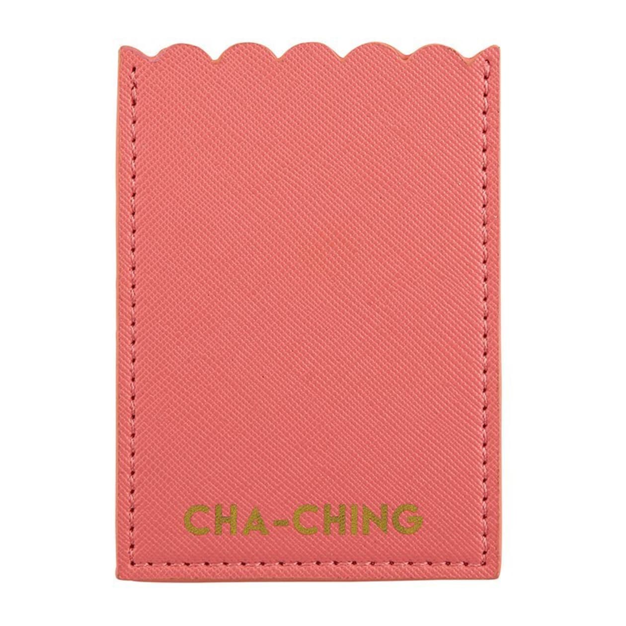 Cha Ching Phone Pocket in Coral Pink | Adhesive Pocket 2.5" x 3.5" for Cards or Cash