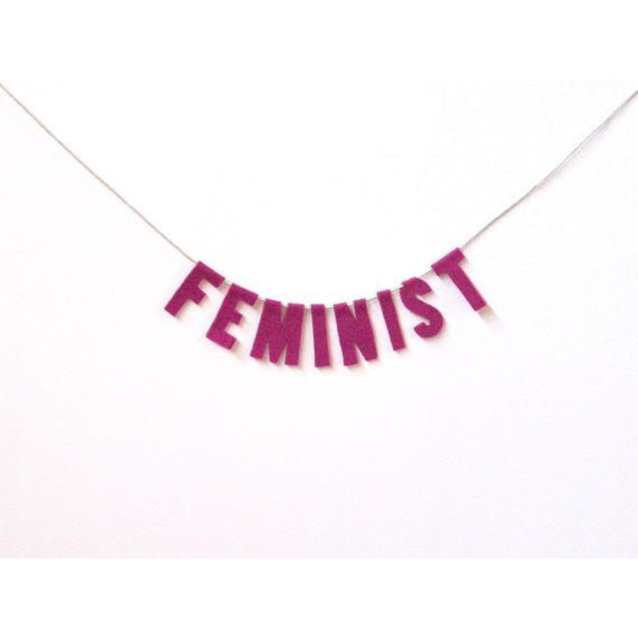 Handmade Felted Feminist Party Banner in Fuchsia