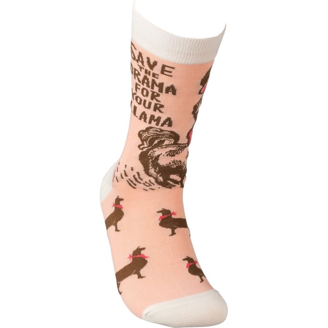 Save The Drama For Your Llama Pink Funny Novelty Socks with Cool Design, Bold/Crazy/Unique/Quirky Dress Socks