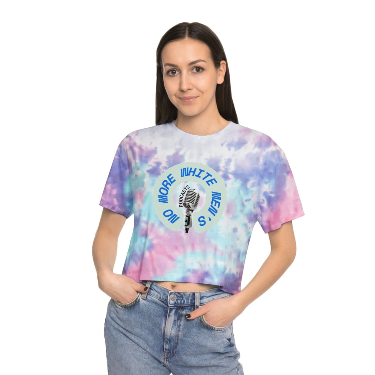 No More White Men's Podcasts Women's Tie-Dye Crop Tee