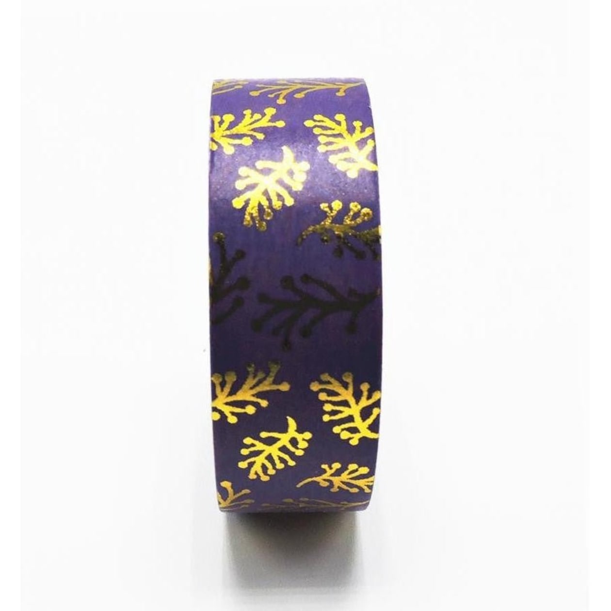 Purple and Metallic Gold Sprig Washi Tape | Gift Wrapping and Craft Tape