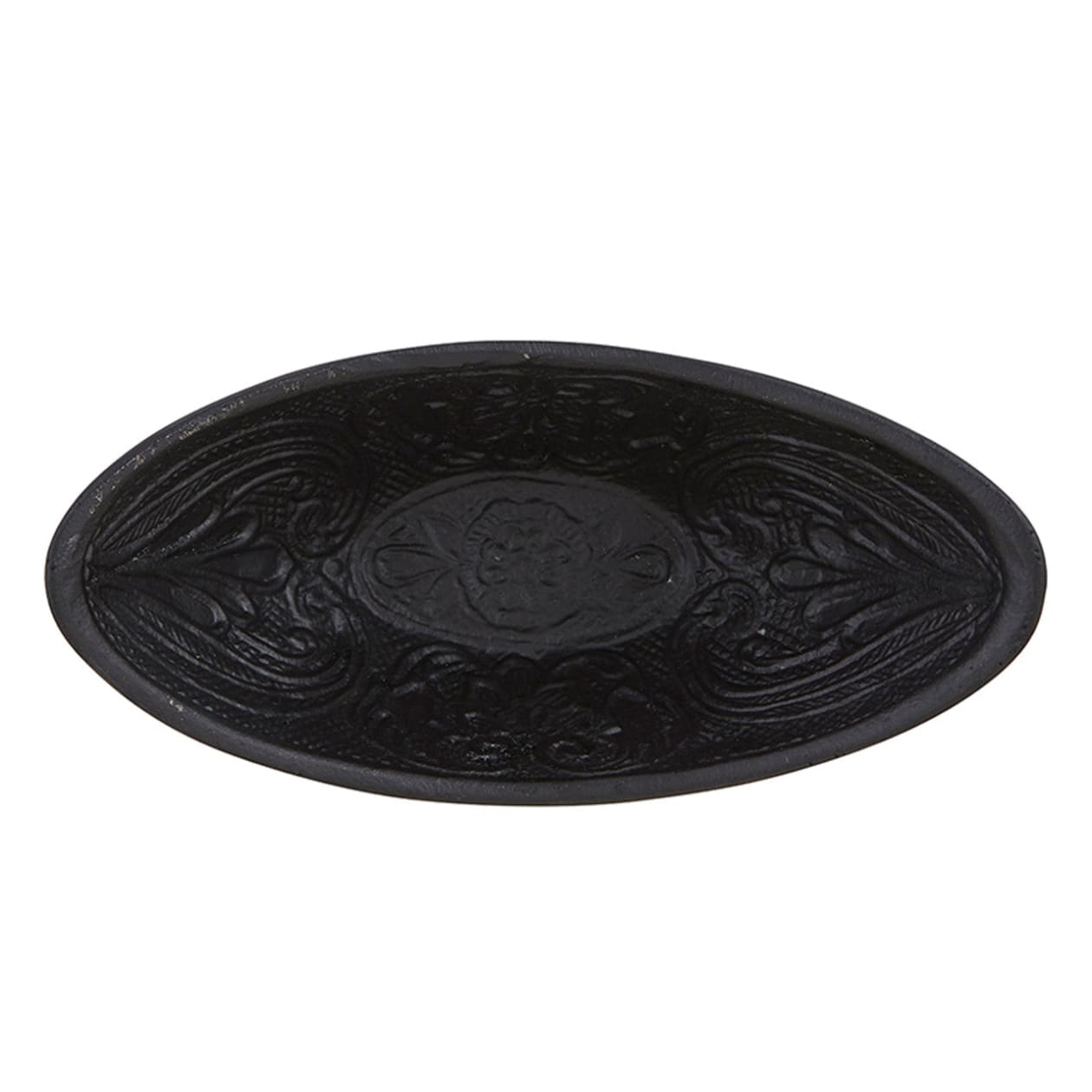 Gothic Cast Iron Oval Bowl | Black Versatile Serving Bowl | 6.5" x 3" x 2.75"