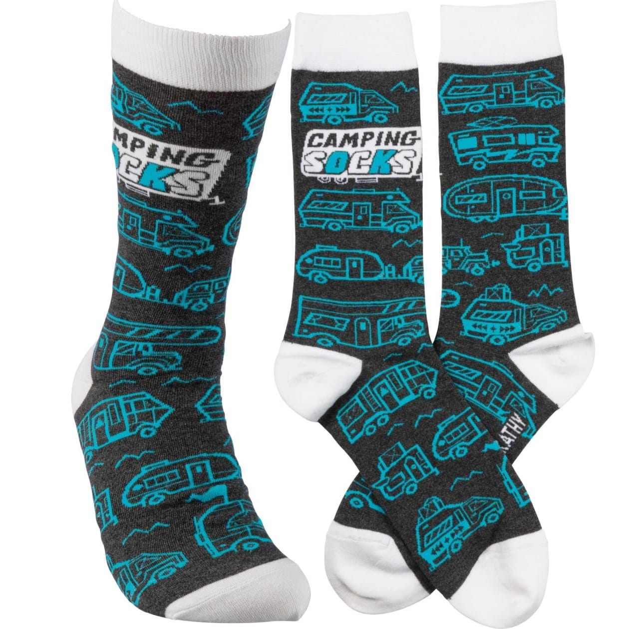 Camping Socks with in RV Black Teal Funny Novelty Socks