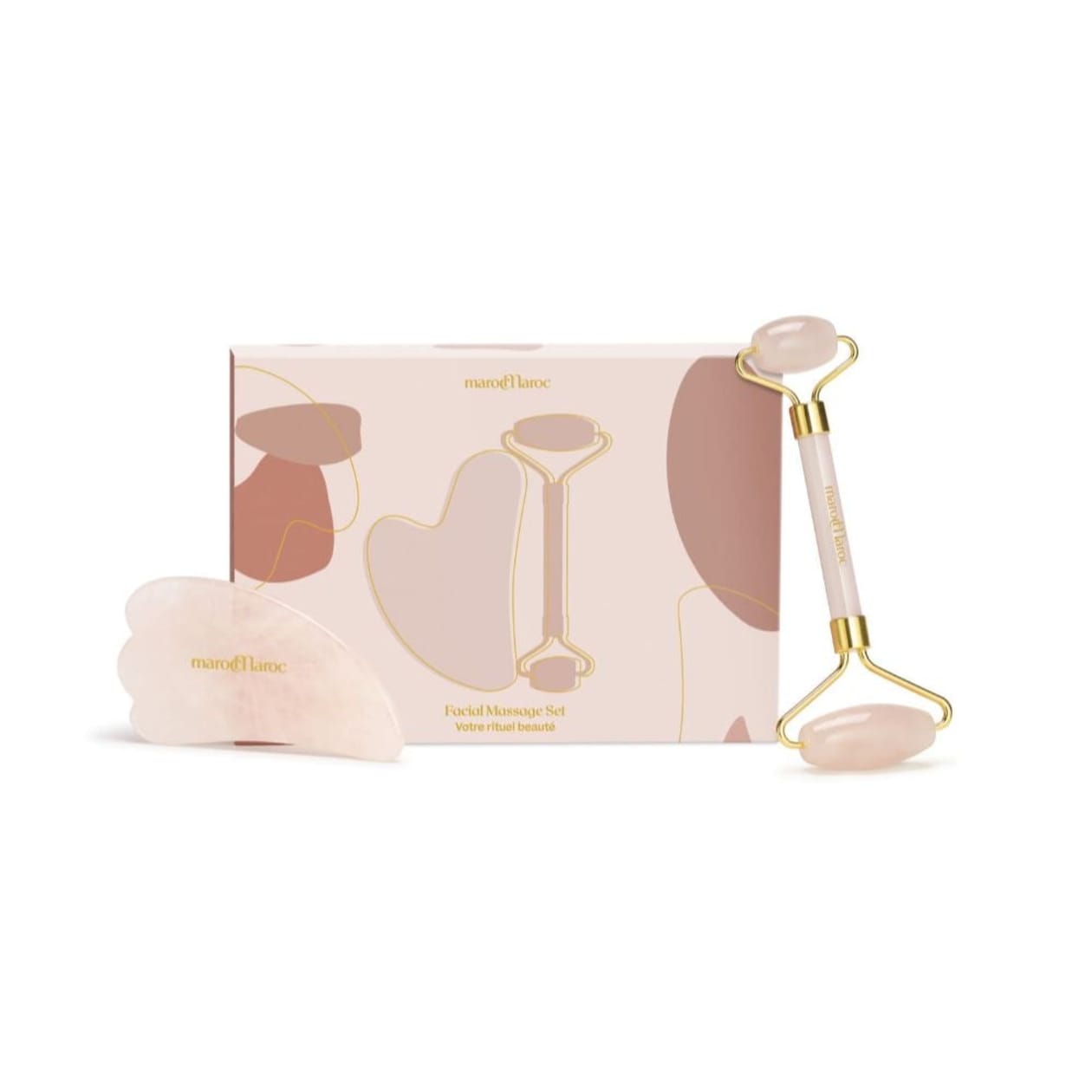 Rose Quartz Face Roller & Gua Sha Massage Set