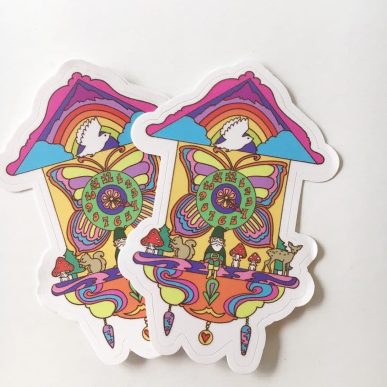 Cuckoo Clock 60s 70s Colorful Retro Vinyl Sticker | 3"