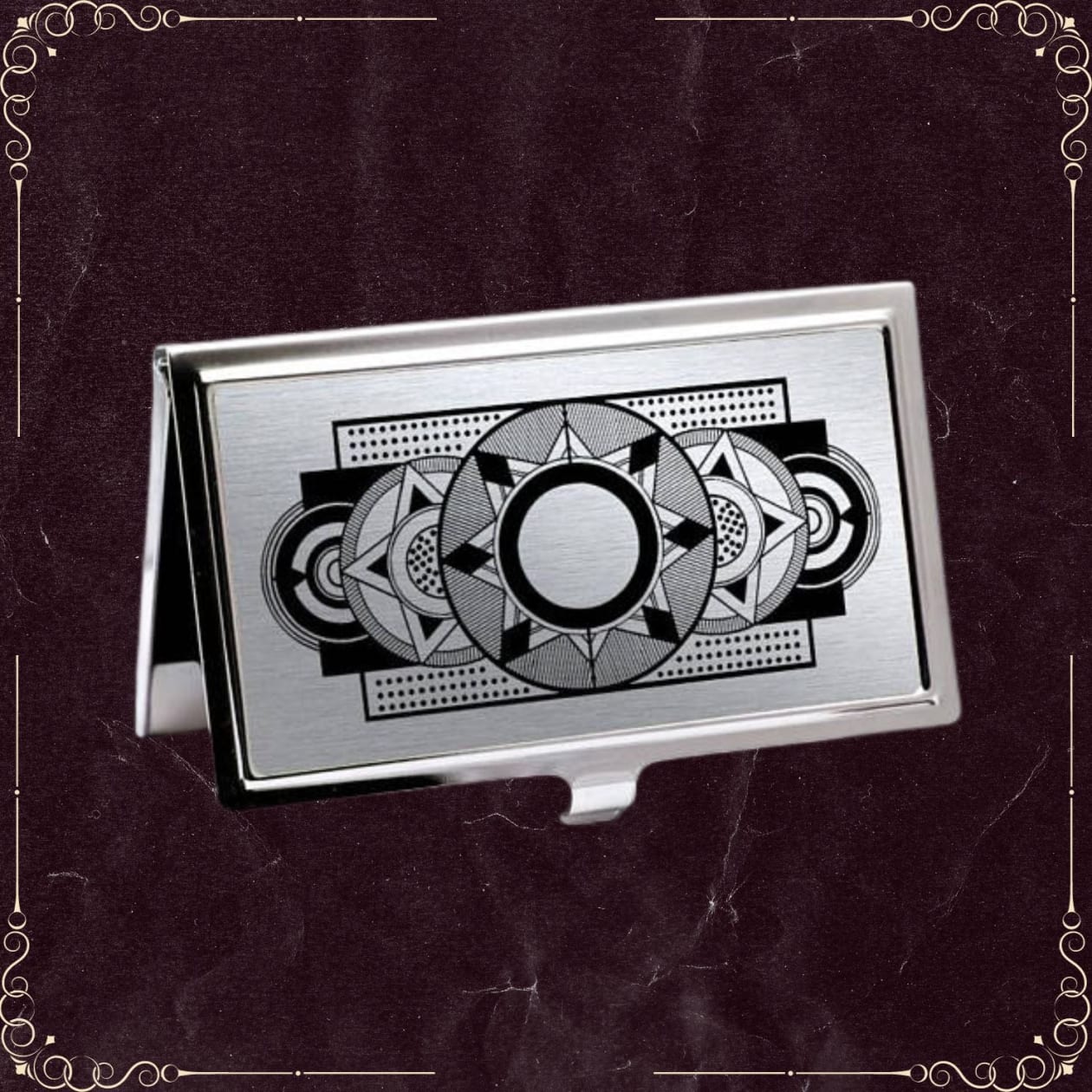 Handmade Silver Art Deco Business Card Holder | ID Card Wallet