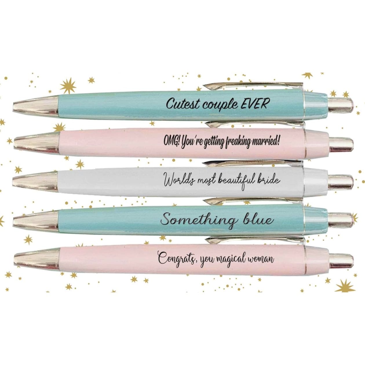 Fun Club Bridal Ballpoint Pen Set | et of 5 Gift Pens | World's Most Beautiful Bride, Something Blue, Etc.