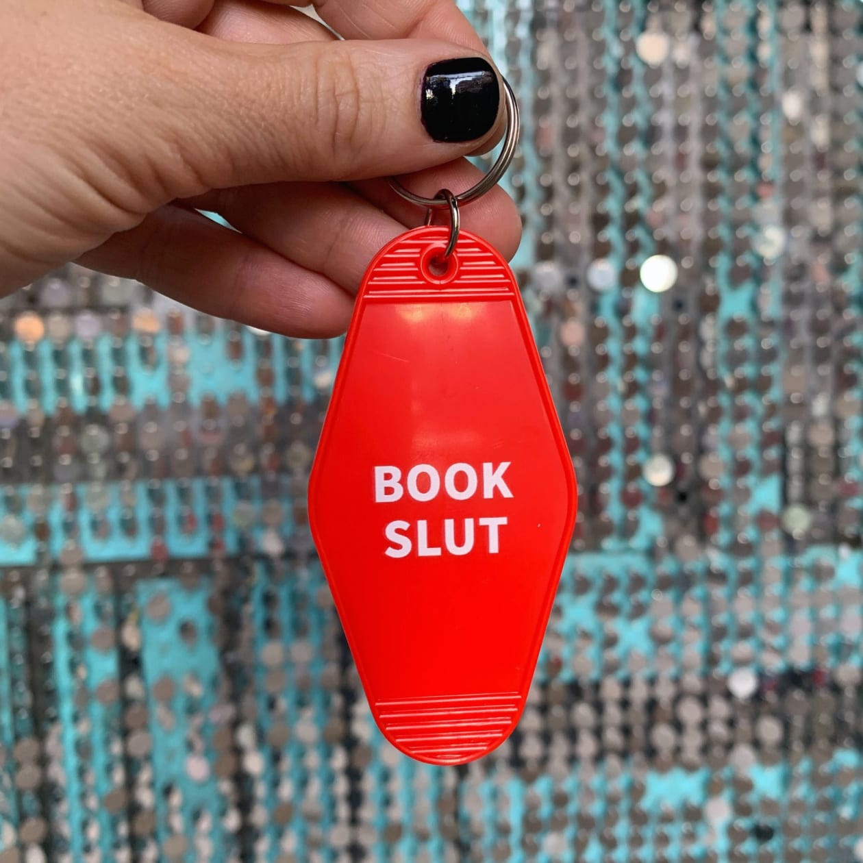 Book Slut Red Motel Style Keychain