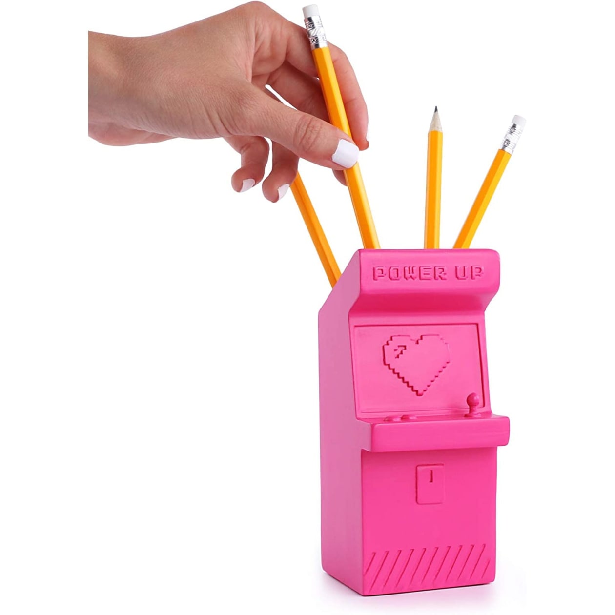 Power Up Retro Arcade Style Pen Pot | Pencil Cup in Hot Pink