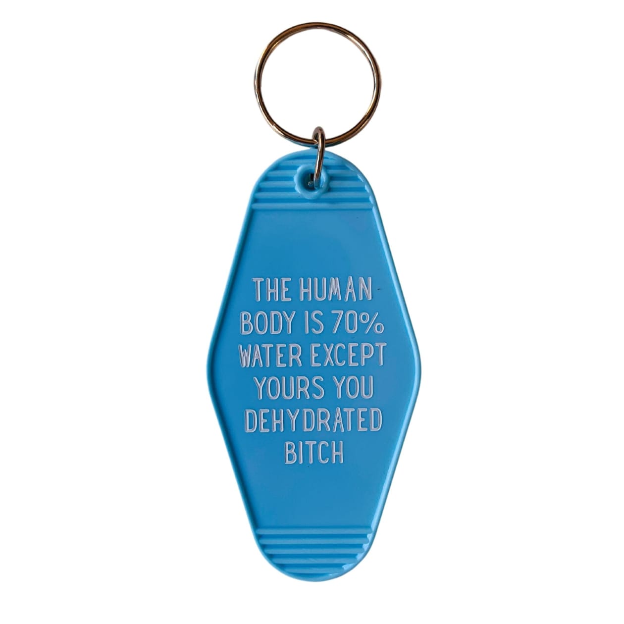 The Human Body is 70% Water Except Yours You Dehydrated B*tch Motel Style Keychain in Blue