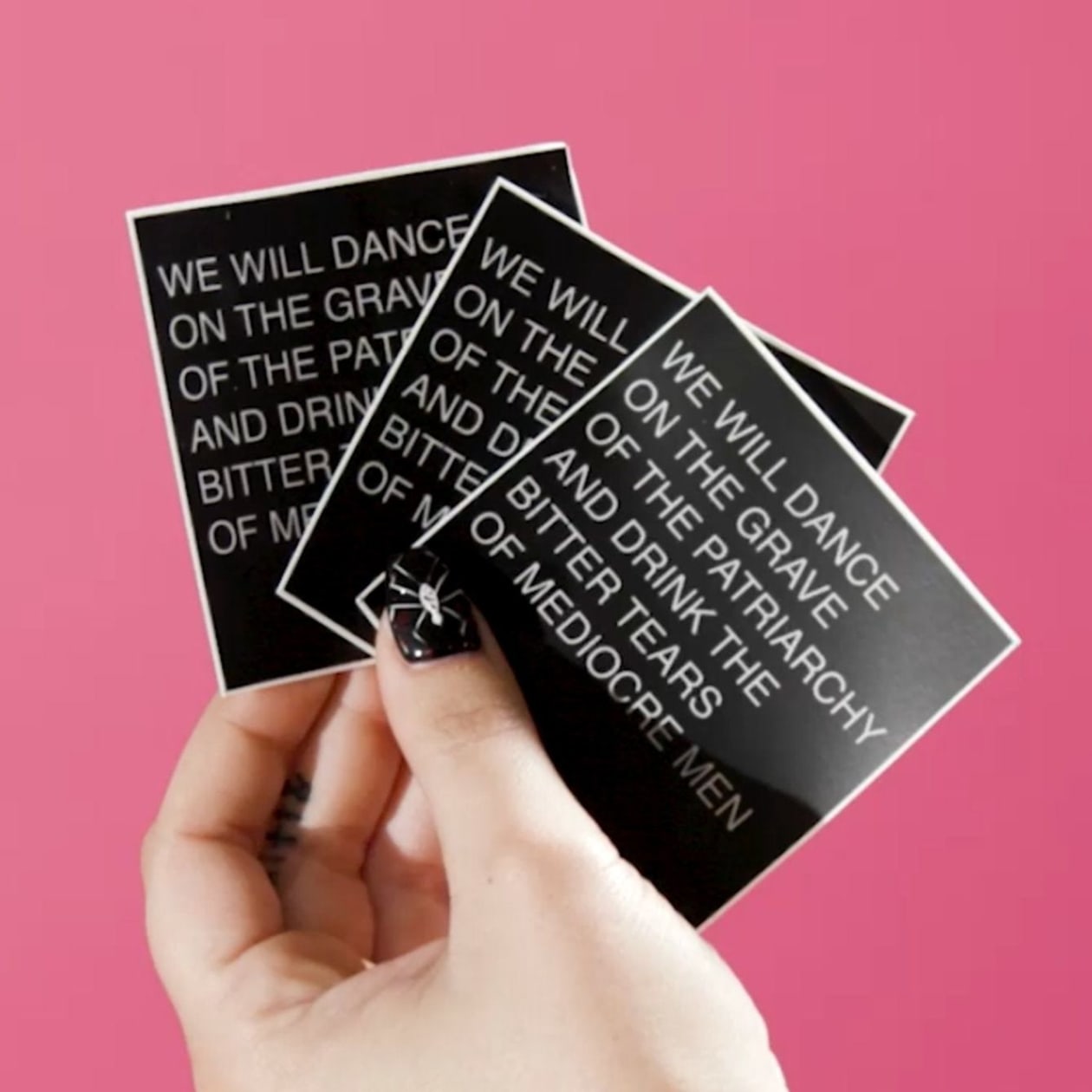 Dance on the Grave of the Patriarchy and Drink the Bitter Tears of Mediocre Men Sticker in Black and Dove Gray