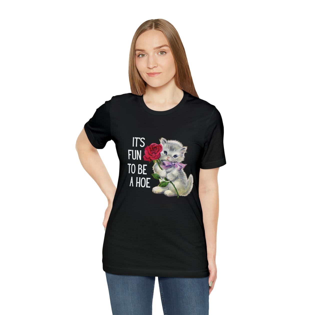 It's Fun to be a Hoe Jersey Short Sleeve Tee [Multiple Color Options] with Kitten Motif