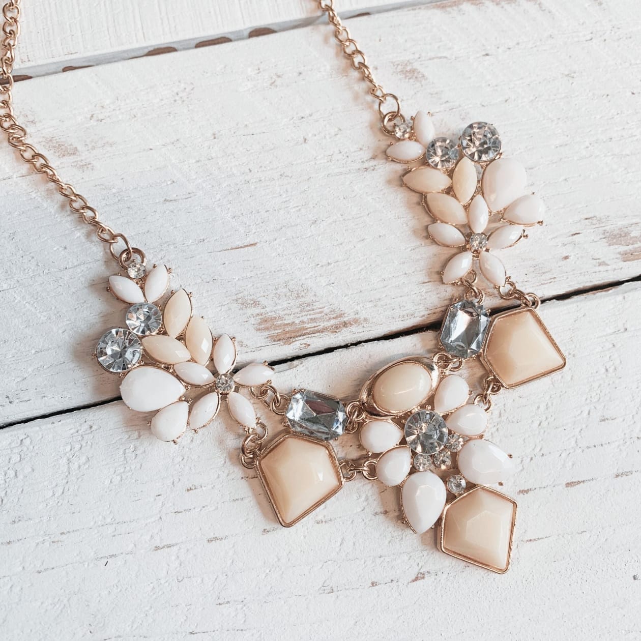 Perfect Gold, Cream, and Blush Statement Necklace