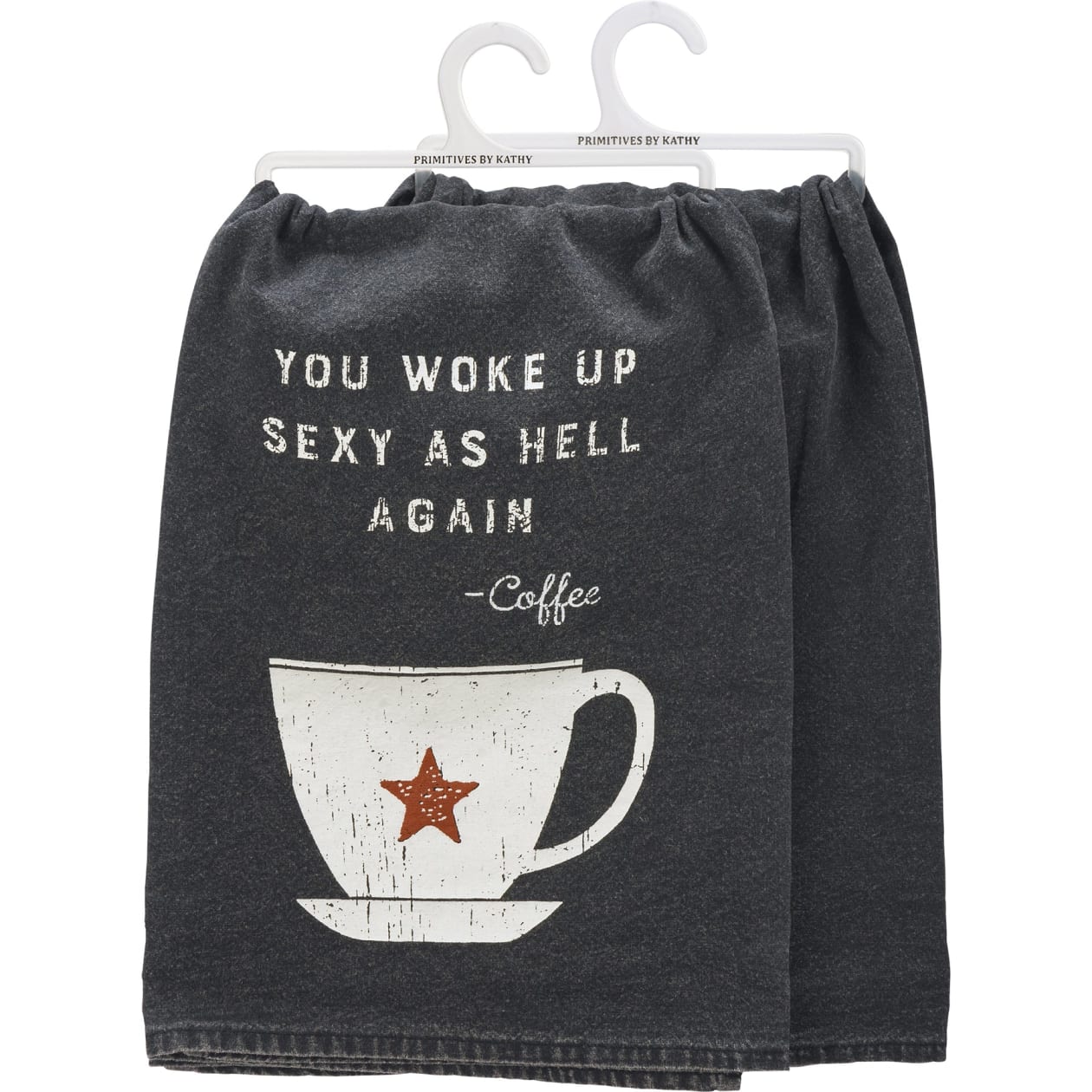 You Woke Up Sexy As Hell Again Coffee Dish Cloth Towel | Novelty Hilarious Tea Towel | Cute Kitchen Hand Towel | 28" Square