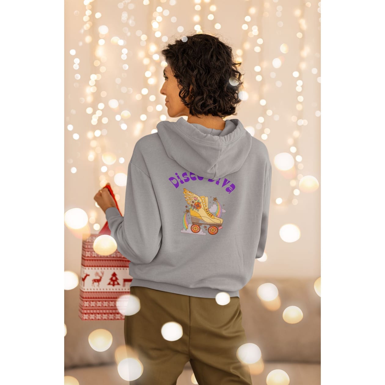 Disco Diva Roller Skate Unisex Fleece Hoodie Sizes S-3X