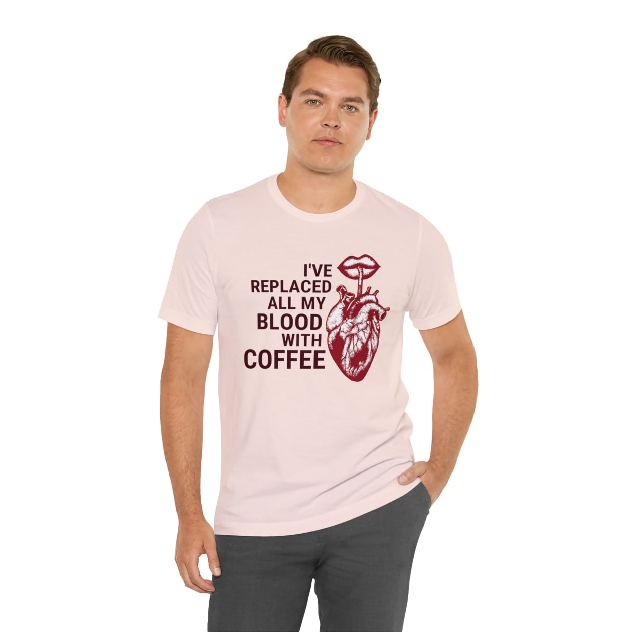 I've Replaced All My Blood With Coffee Jersey Short Sleeve Tee [Multiple Colors and Sizes]