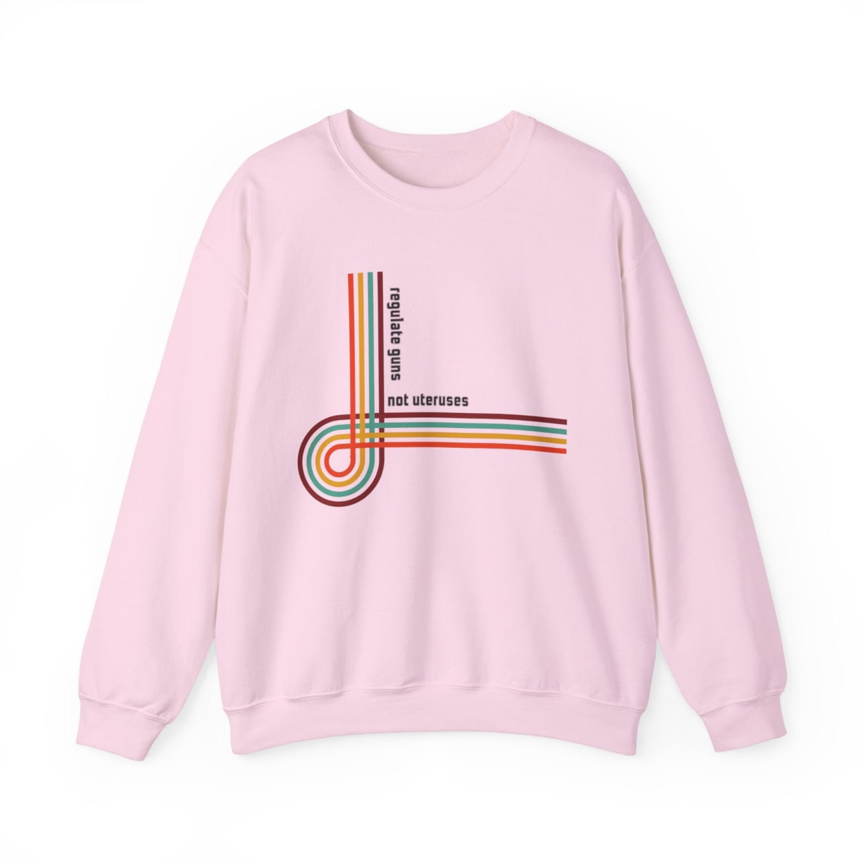 Regulate Guns Not Uteruses Pro-Choice Retro Rainbow Unisex Heavy Blend™ Crewneck Sweatshirt Sizes SM-5XL | Plus Size Available