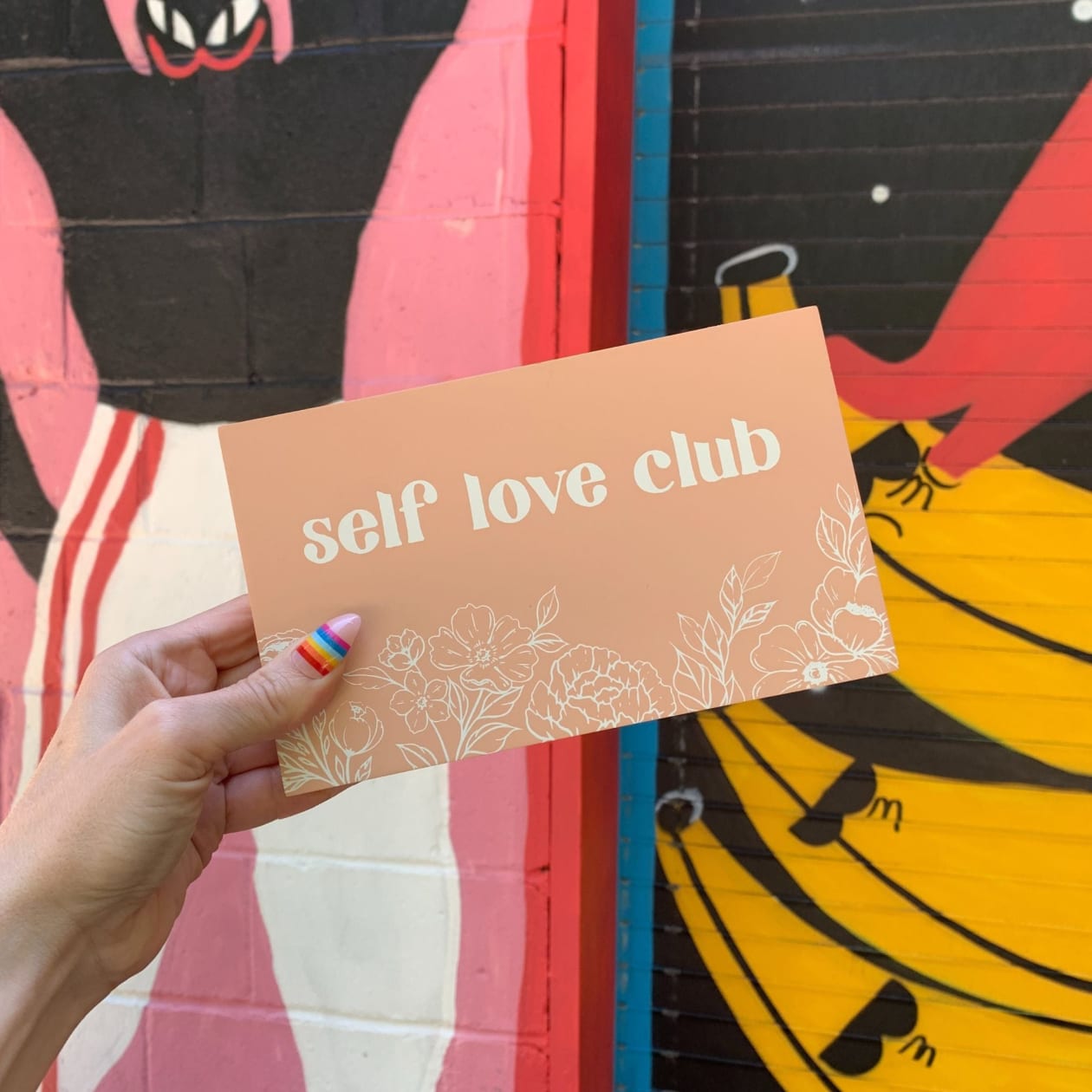 Self Love Club Block Sign | Inspirational Wooden Wall Desk Sign | 7.50" x 4.50"