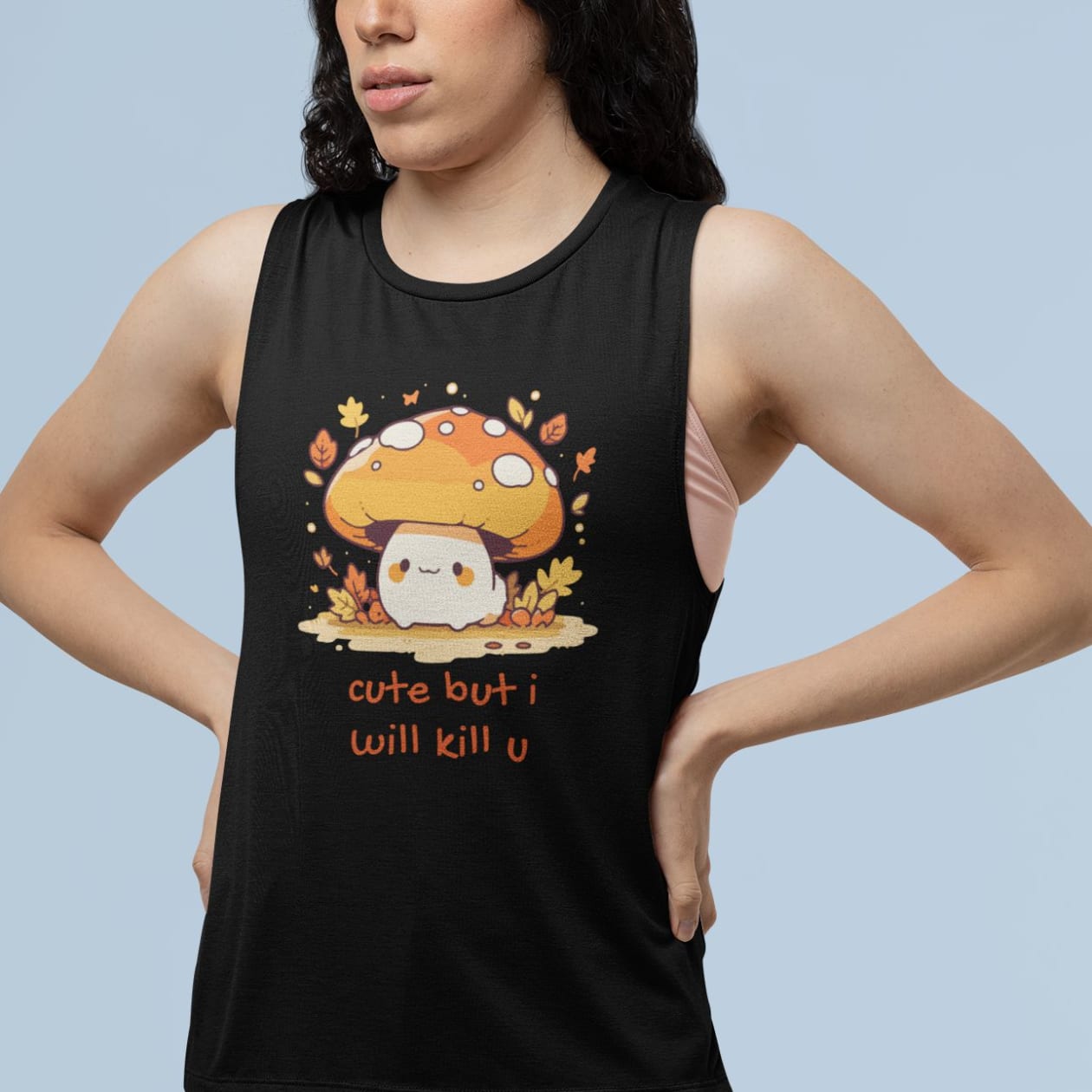 Cute But I Will Kill U Mushroom Women's Flowy Scoop Muscle Tank