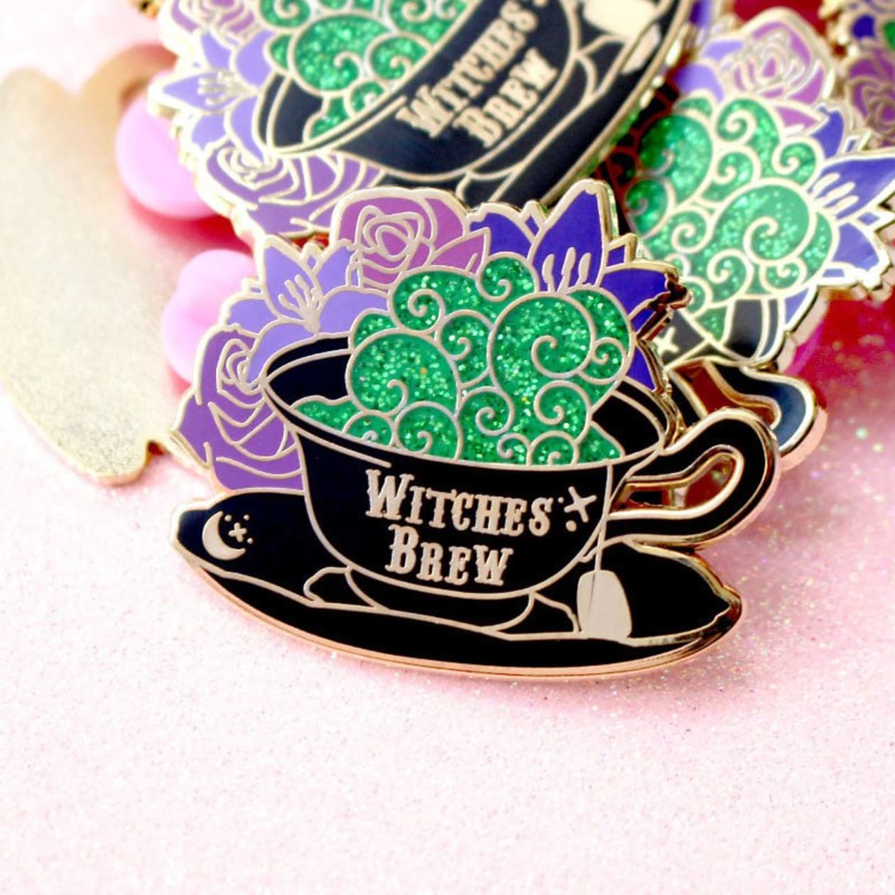 Witches Brew Enamel Pin | Artist-Designed Hard Enamel Pin with Glitter Accents