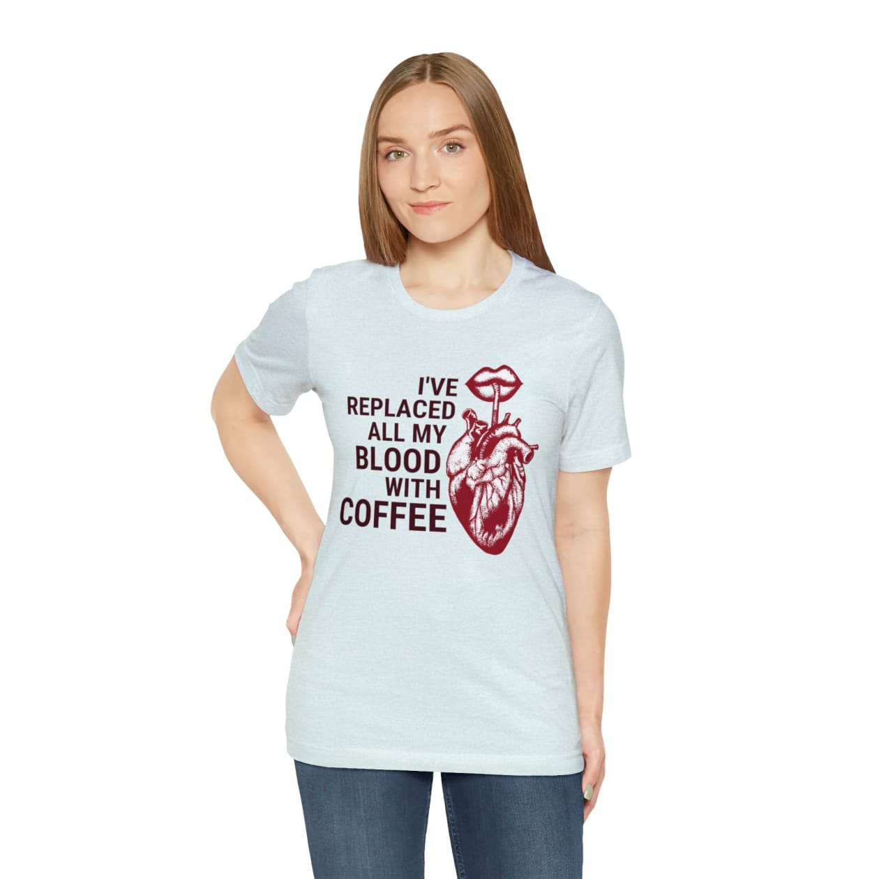 I've Replaced All My Blood With Coffee Jersey Short Sleeve Tee [Multiple Colors and Sizes]