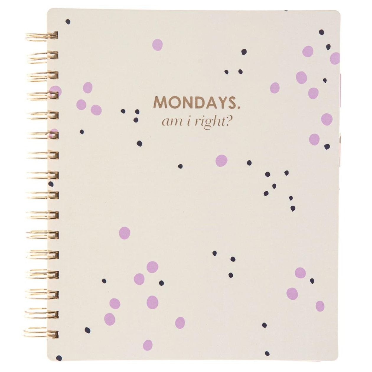 Last Call! Mondays, Am I Right? Spiral Undated Planner With Shiny Gold Wiro