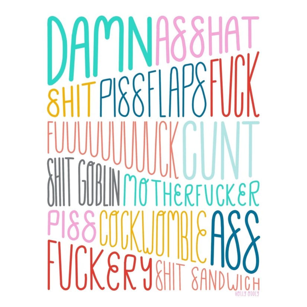 Curse Words Art Print in Multicolor | 8" x 10" Unframed