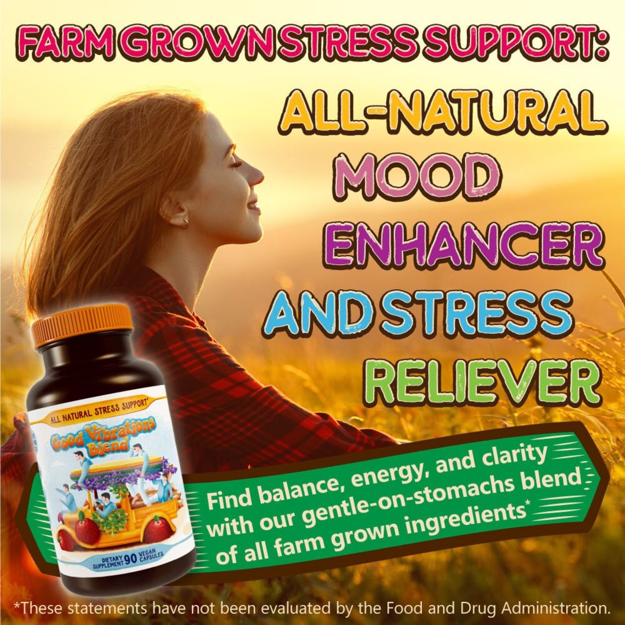 Stress Support - Good Vibrations Blend - Ashwagandha, Lions Mane, & More