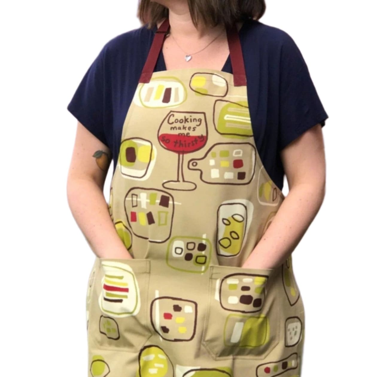 Cooking Makes Me So Thirsty Funny Cooking and BBQ Apron Unisex 2 Pockets Adjustable Strap 100%  | BlueQ at GetBullish