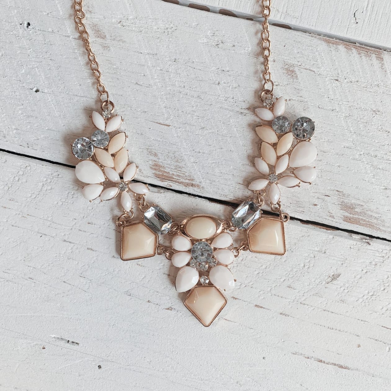 Perfect Gold, Cream, and Blush Statement Necklace