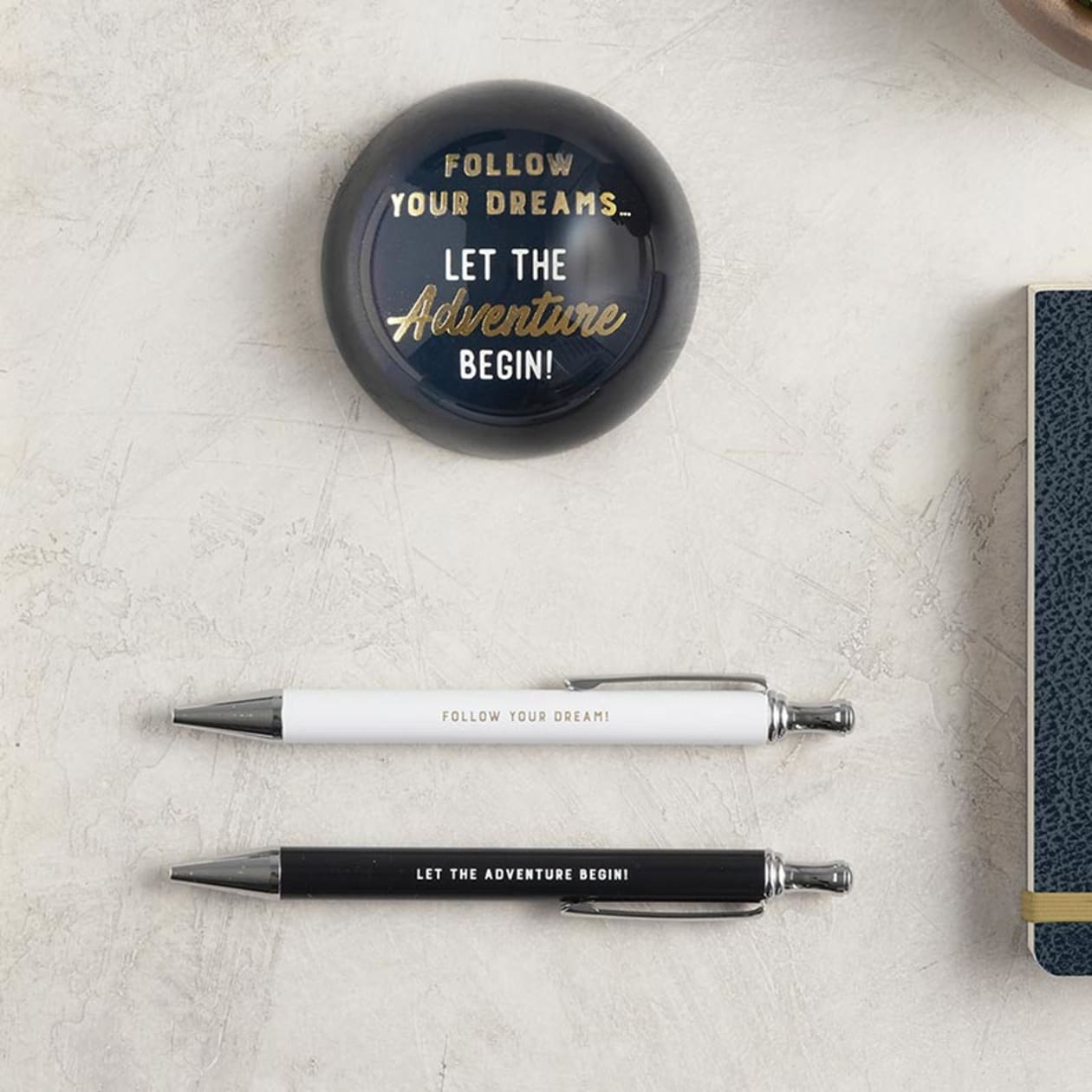 Follow Your Dream + Let The Adventure Begin Pen Set | Giftable Pens | Novelty Office Desk Supplies