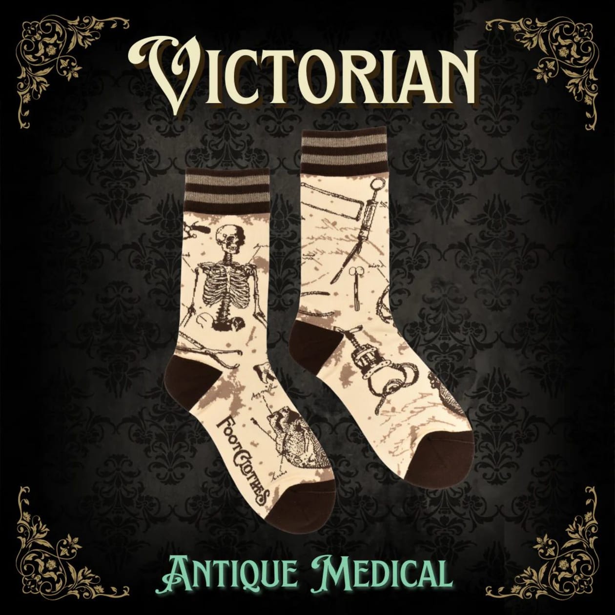 Antique Medical Crew Socks | Vintage Medical Tools Theme Design