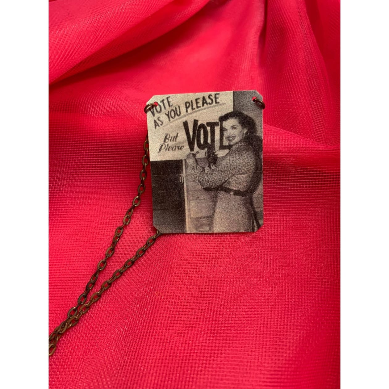 Vote As You Please But Please Vote Handmade Women's Suffrage Necklace