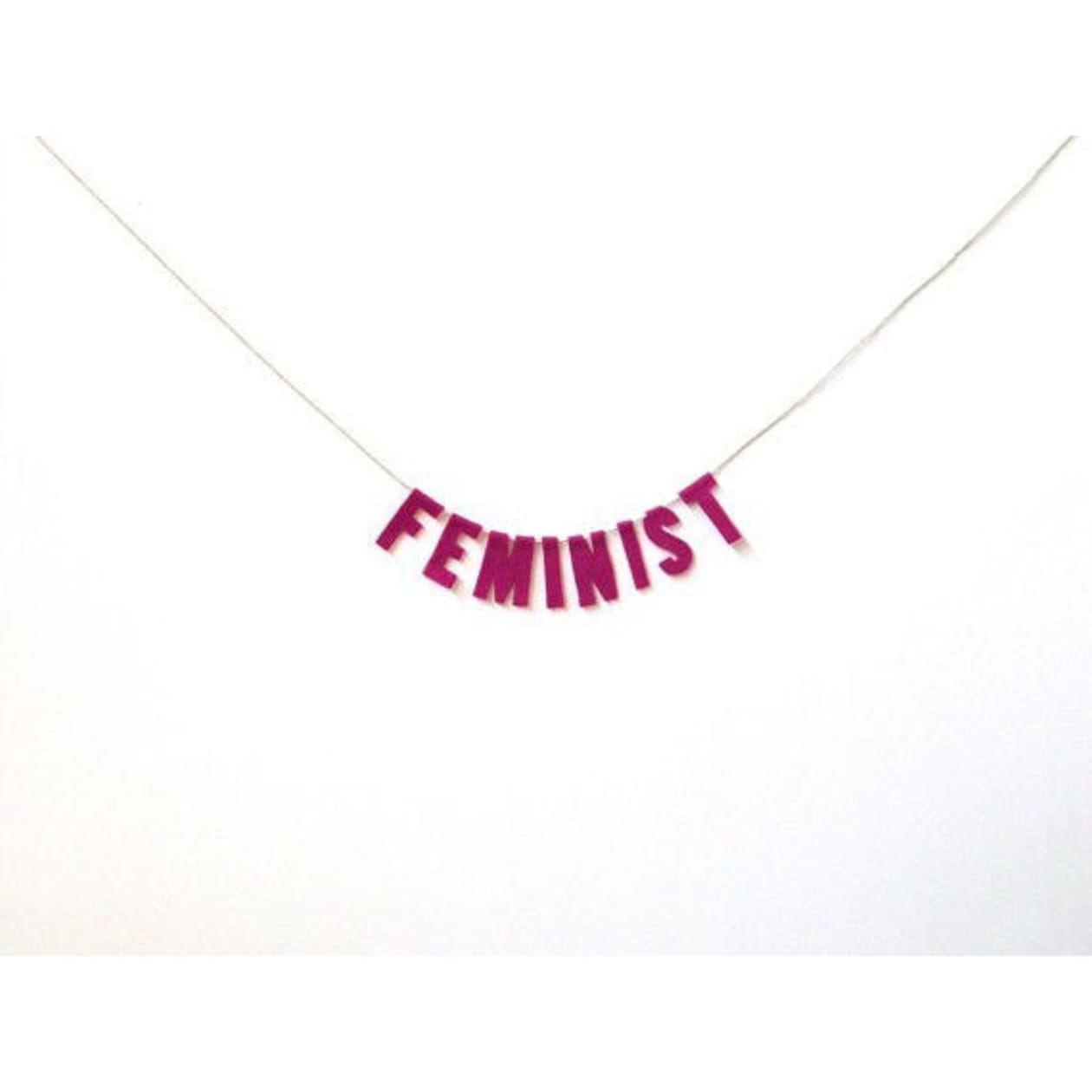 Handmade Felted Feminist Party Banner in Fuchsia