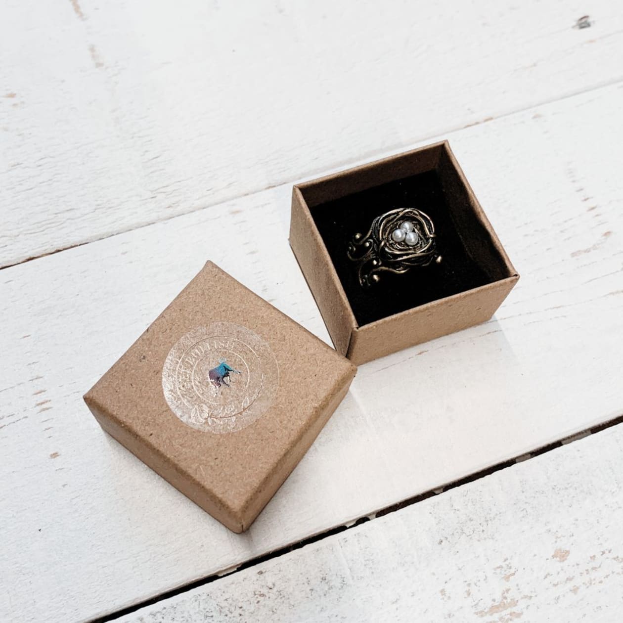 Bird's Nest Ring in Old Gold | Vintage | Adjustable Size | In a Gift Box