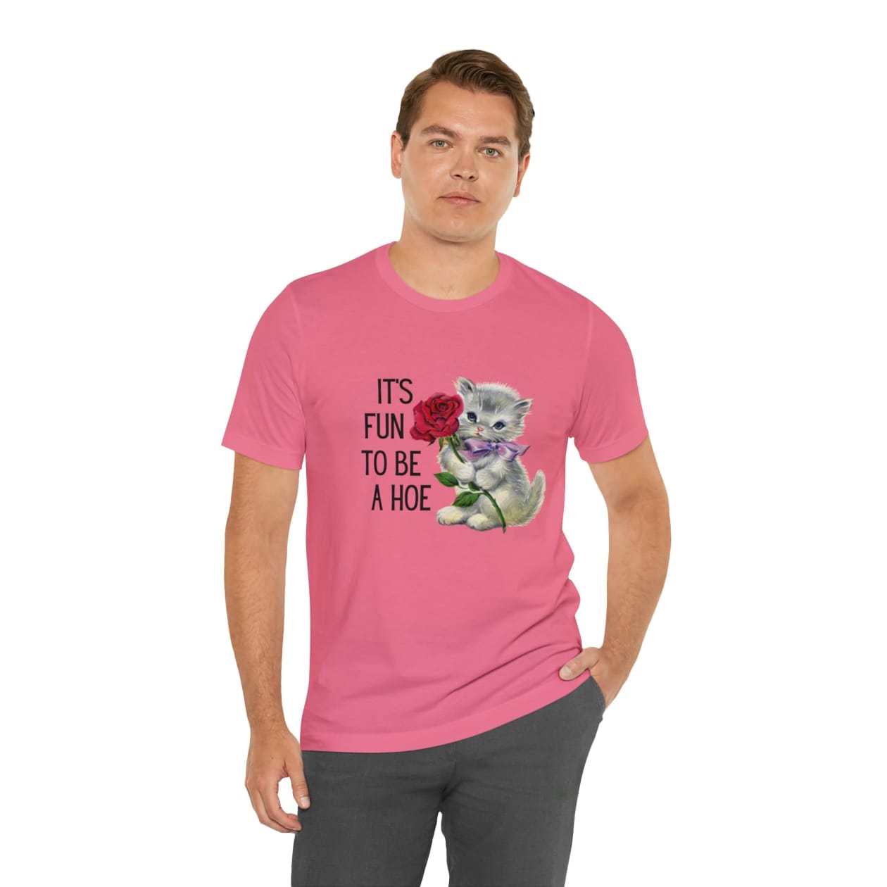 It's Fun to be a Hoe Jersey Short Sleeve Tee [Multiple Color Options] with Kitten Motif