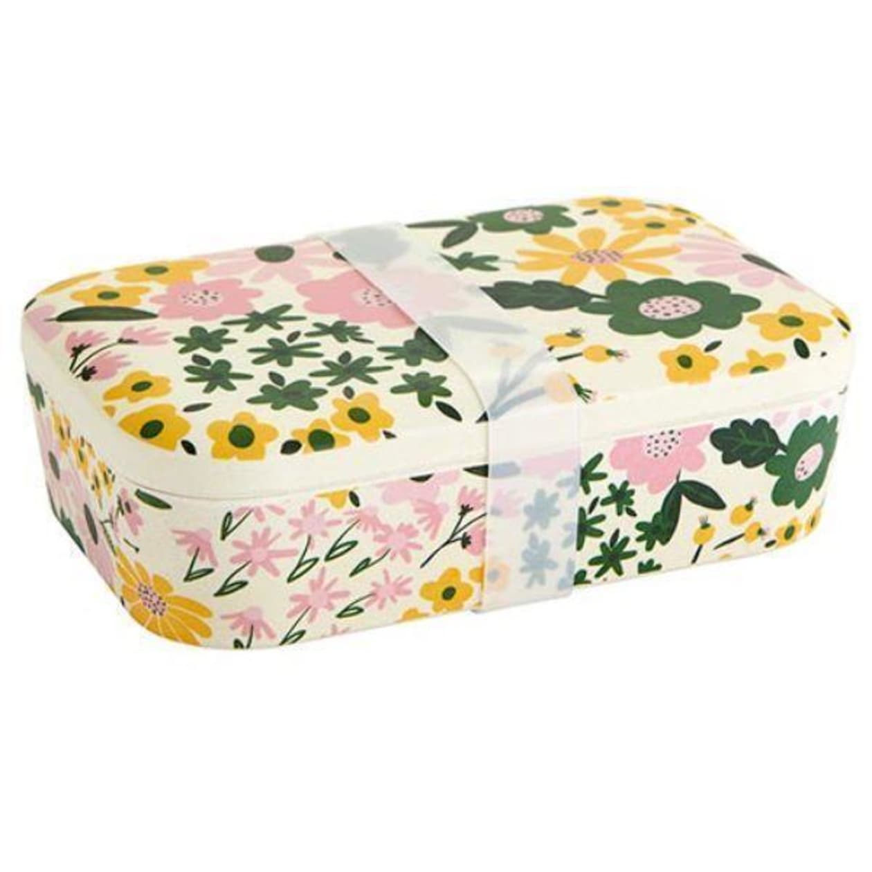 Floral Bamboo Lunch Box  | Eco-Friendly and Sustainable | 7.5" x 5" x 2"