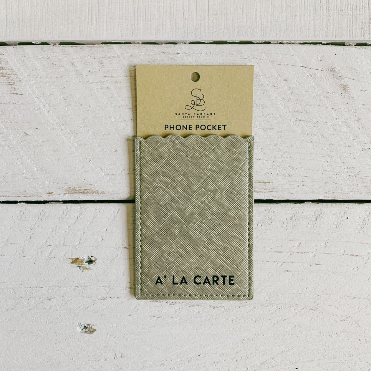 A' La Carte Phone Pocket in Cream | Adhesive Pocket 2.5" x 3.5" for Cards or Cash