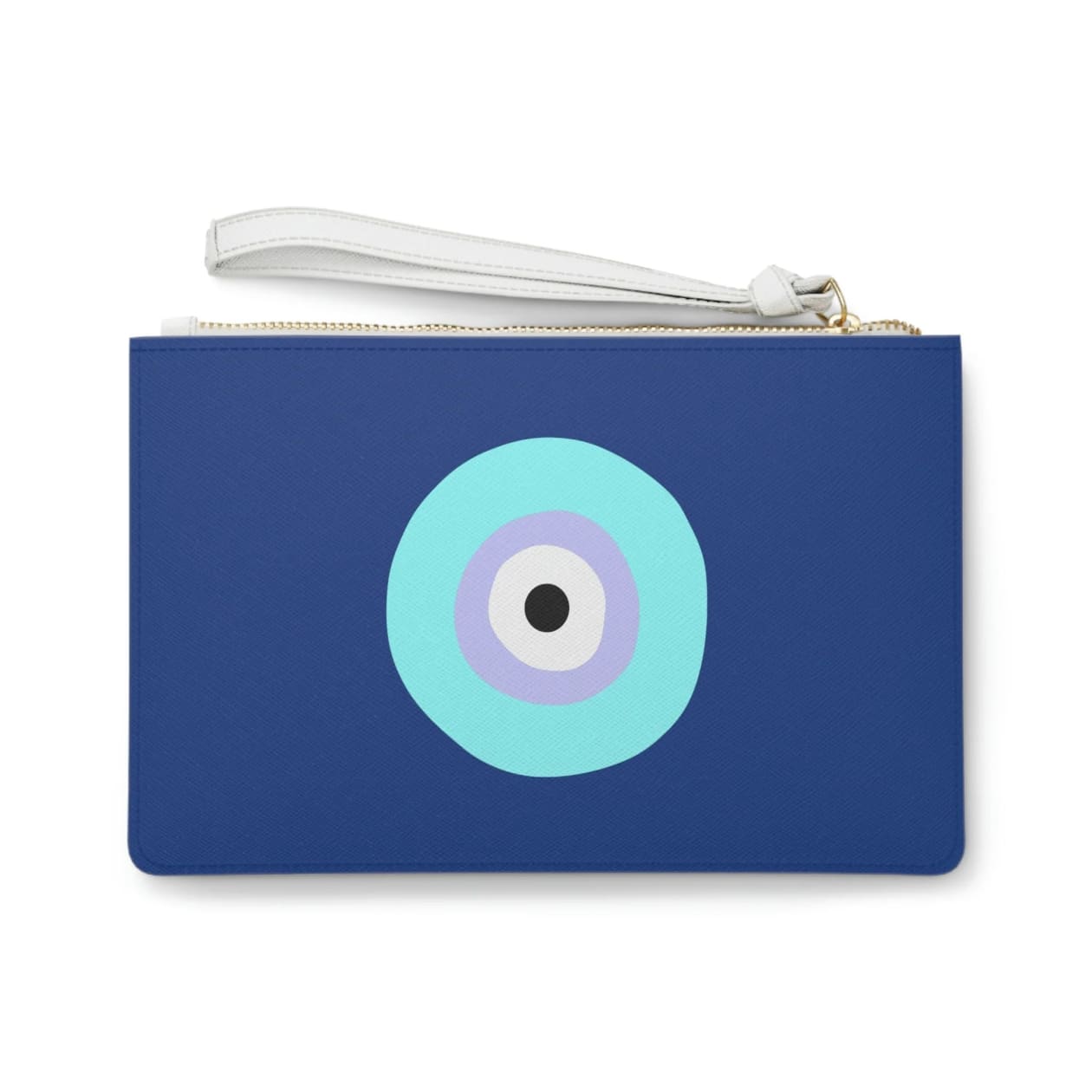 Electric Blue Evil Eye White Clutch | Makeup Bag or Organizer Pouch