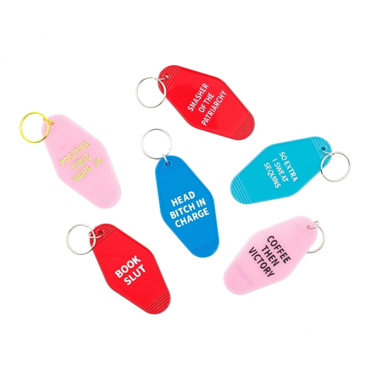 Positive Vibes Haha JK Motel Keychain in Pink