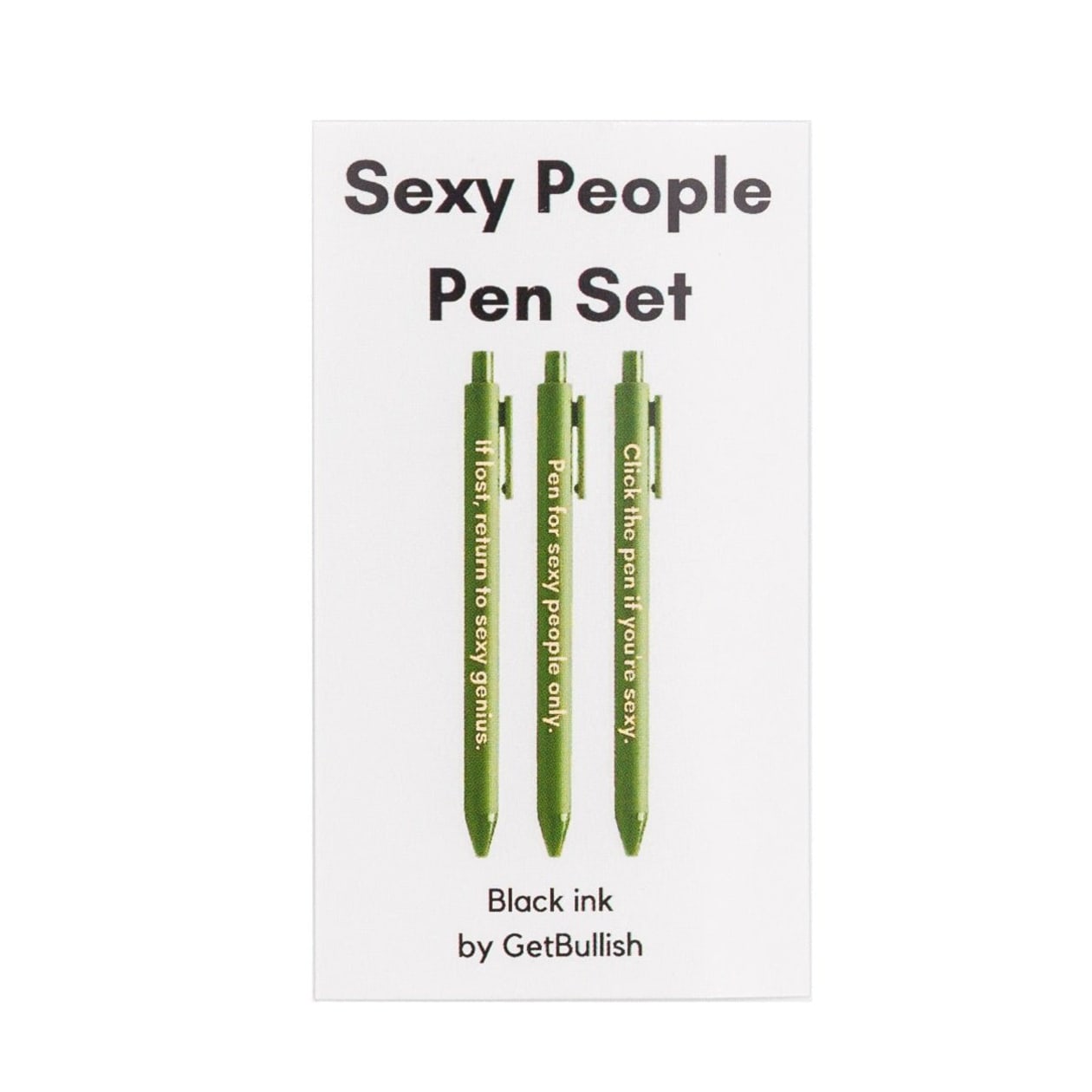 Sexy People Pen Set 🌹 | Gel Click Pen Gift Set | 3 Pens in Olive Green